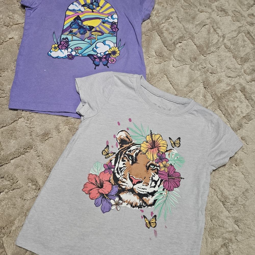 The Children's Place Purple and Gray Graphic Tees
